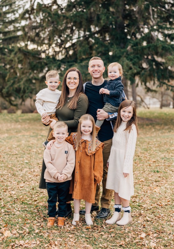 James with his family